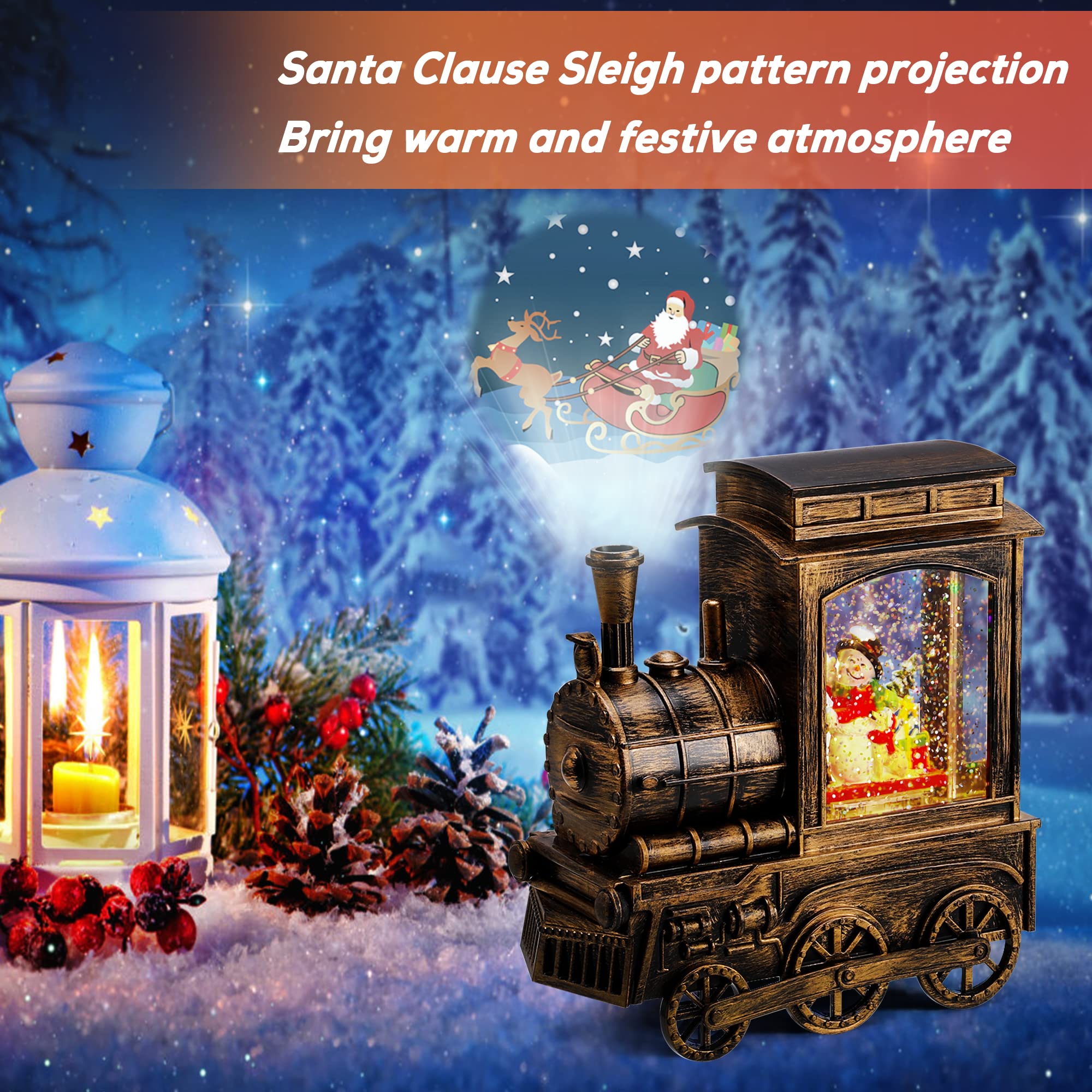 Amazon.co.jp: IPOW クリスマス スノードーム ランタン トレイン